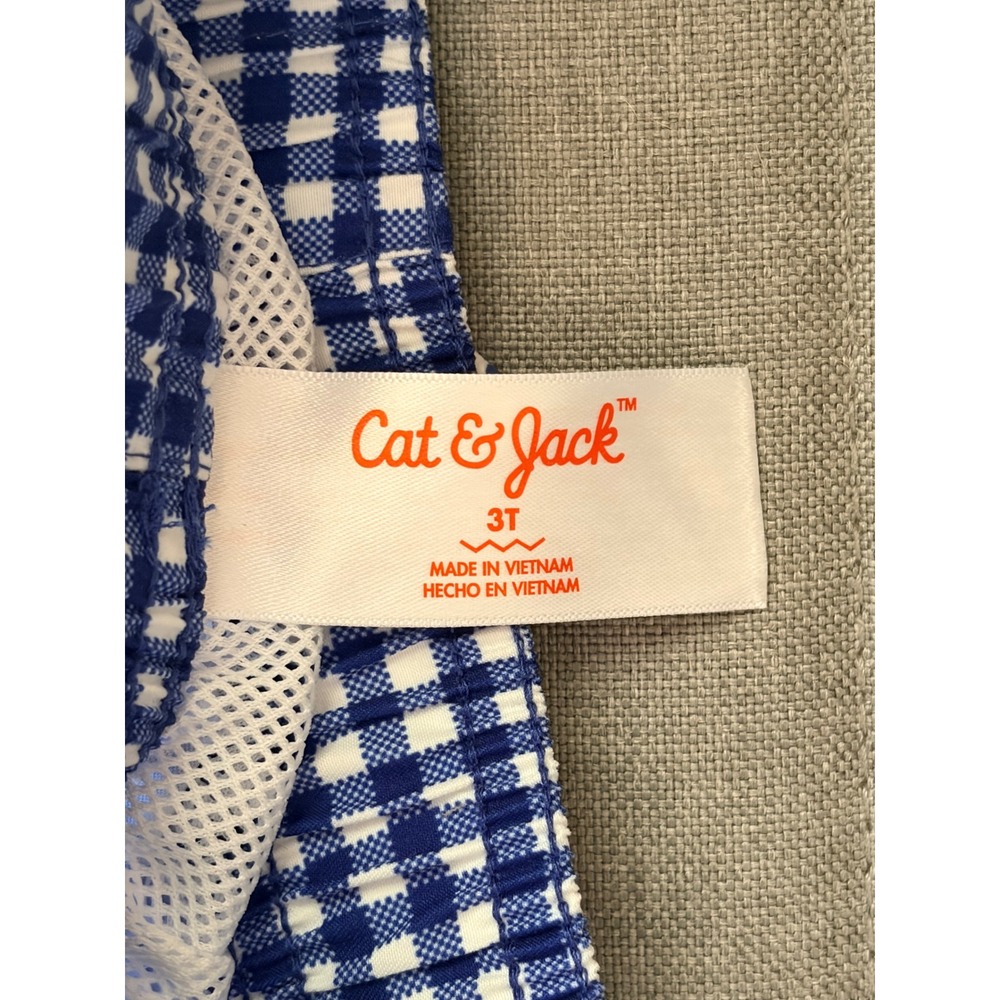 Cat & Jack Blue Gingham Mesh Lined Swim Trunks Shorts Toddler Boy 3T NEW NWT - Picture 6 of 9